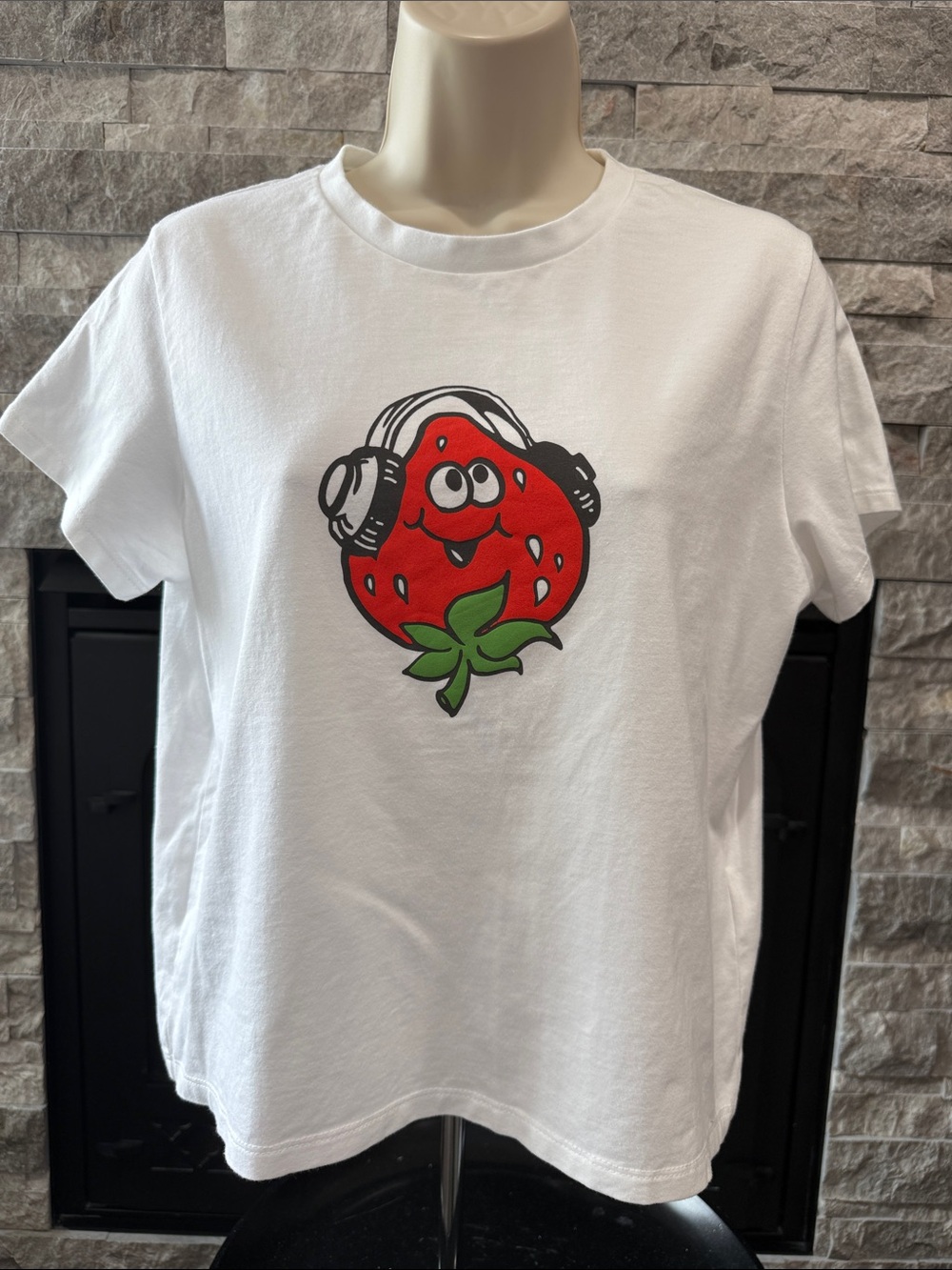 Levi's White Tee with Red Strawberry Design
